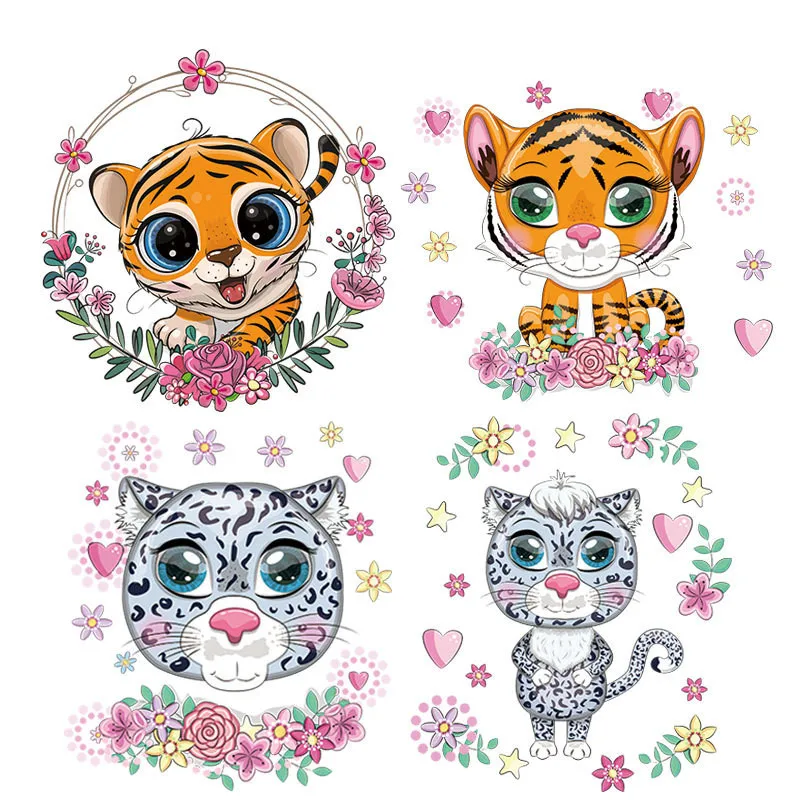 tiger Patches Iron On Clothes Heat Transfer Striped Iron On Stickers Iron On Clothes Hot Press Appliques For T-shirts