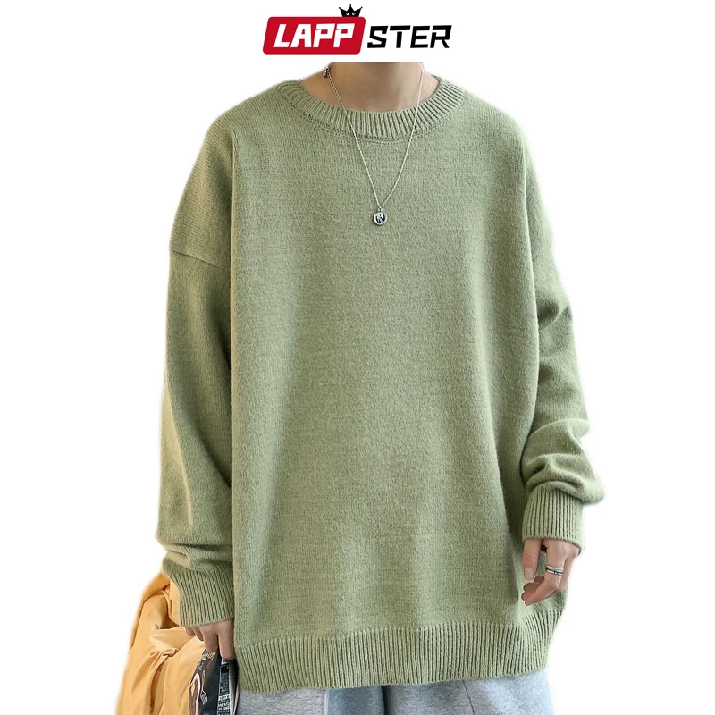 LAPPSTER Men Colorful Harajuku Knitted Sweater 2023 Mens Vintage Oversized Streetwear Pullovers Male Winter Y2k Fashion Sweaters