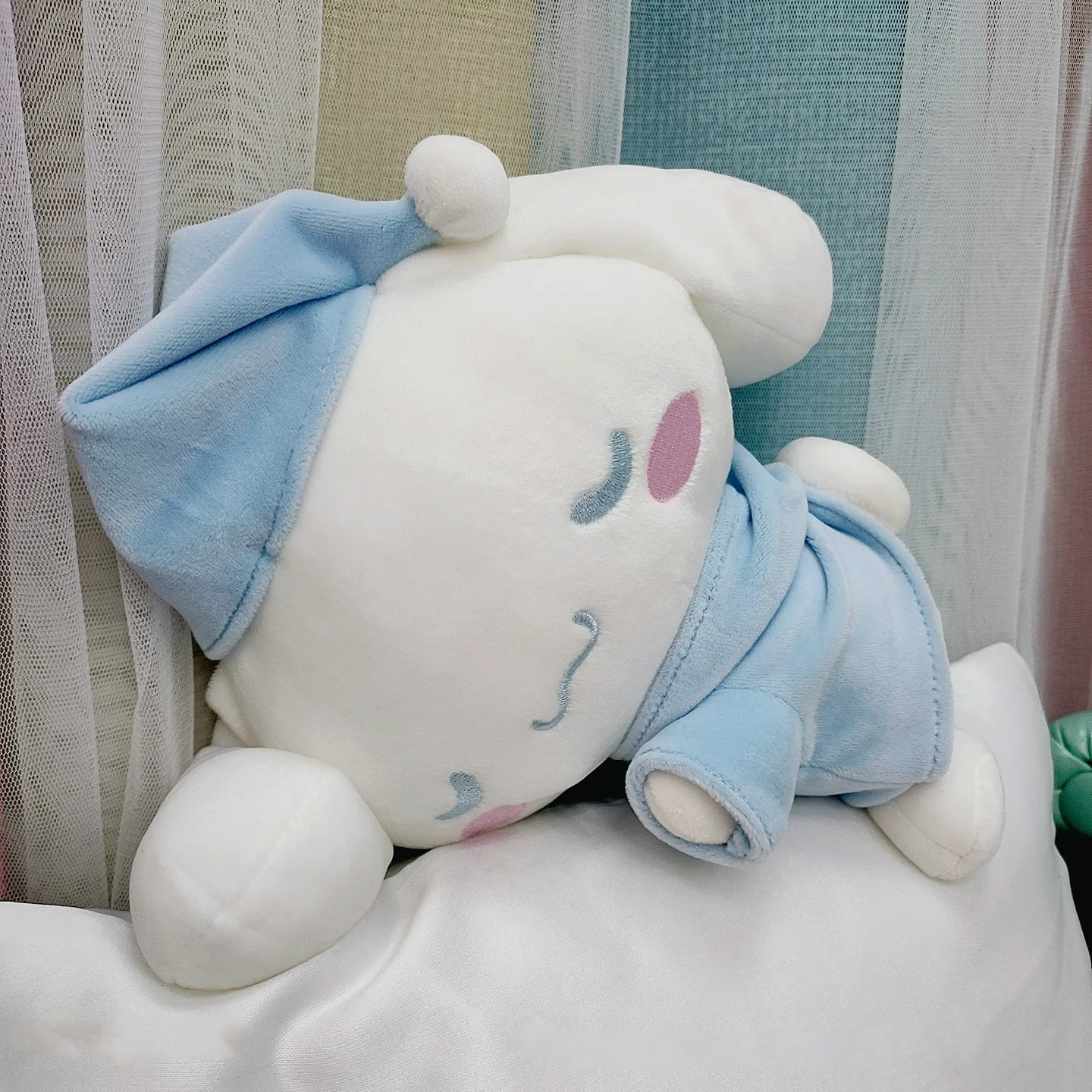 8inch Japan Cartoon Sanrio Plush Sleeping Hello Kitty Cinnamoroll My Melody Pompom Purin Kuromi Soft Stuffed Dolls Kid Toy