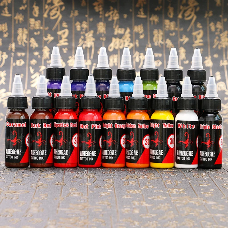 30ML/Bottle Professional Tattoo Pigment Inks Safe Half Permanent Paints Supplies For Beauty Makeup Body Art