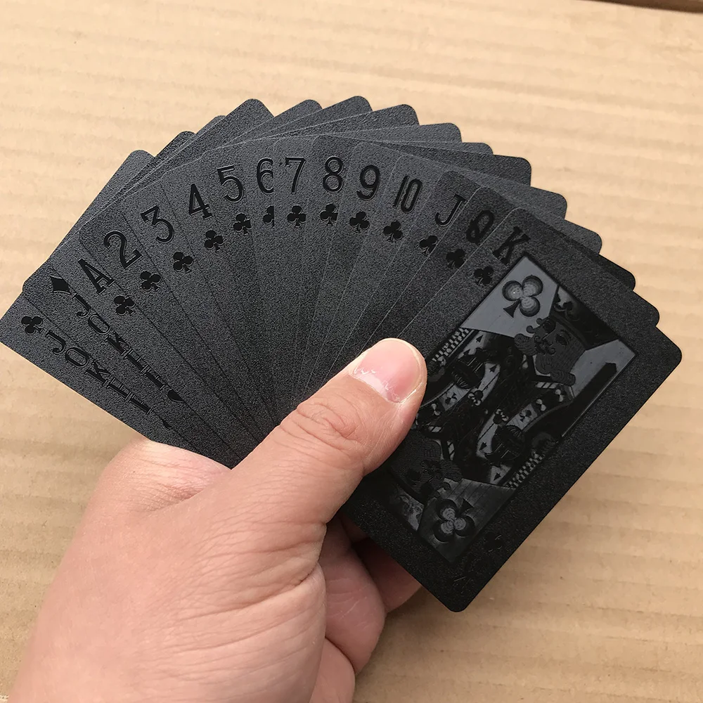 

Black Card Waterproof Plastic Playing Cards Japanese Building Black Diamond Lattice Back Poker Cards Creative Gift Card Playing