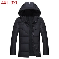 Chaquetas con capucha para hombre, Parkas gruesas y cálidas, abrigos acolchados de algodón para invierno, chaquetas con cremallera, ropa de talla grande 9XL, novedad