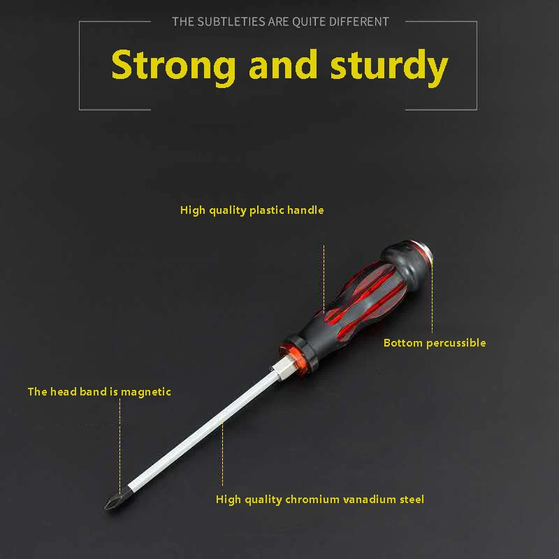 7PCS Through-the-core Screwdriver Set Strong Magnetic Cross Word Percussion Screwdriver Household Repair Tool
