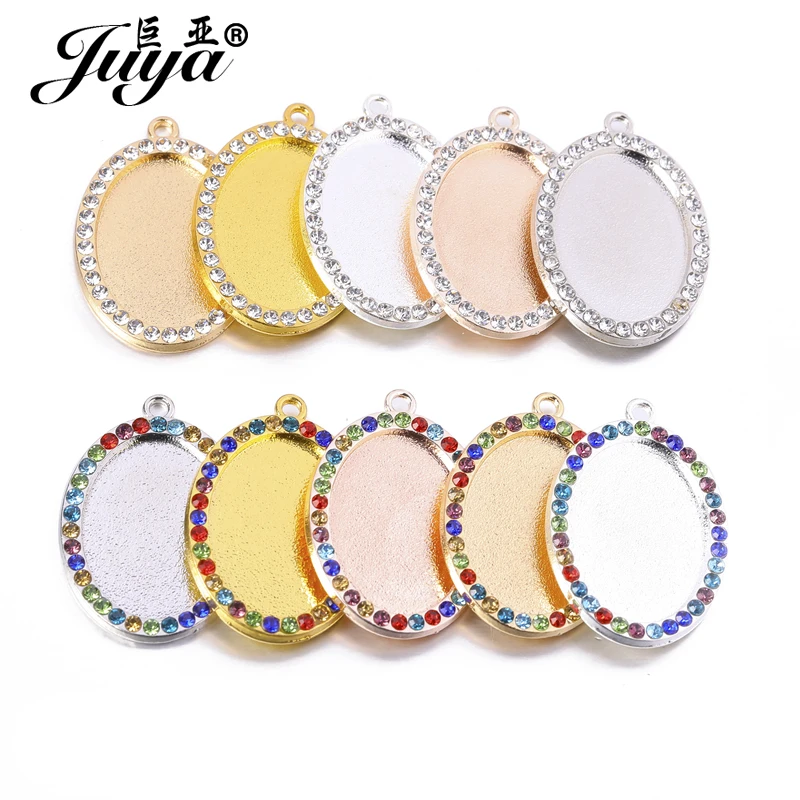 5 sztuk Cabochon podstawa wisiorka 18x25mm owalny diament Cameo ustawienia taca wisiorek naszyjnik DIY tworzenia biżuterii rzemiosło rodzinne ustalenia