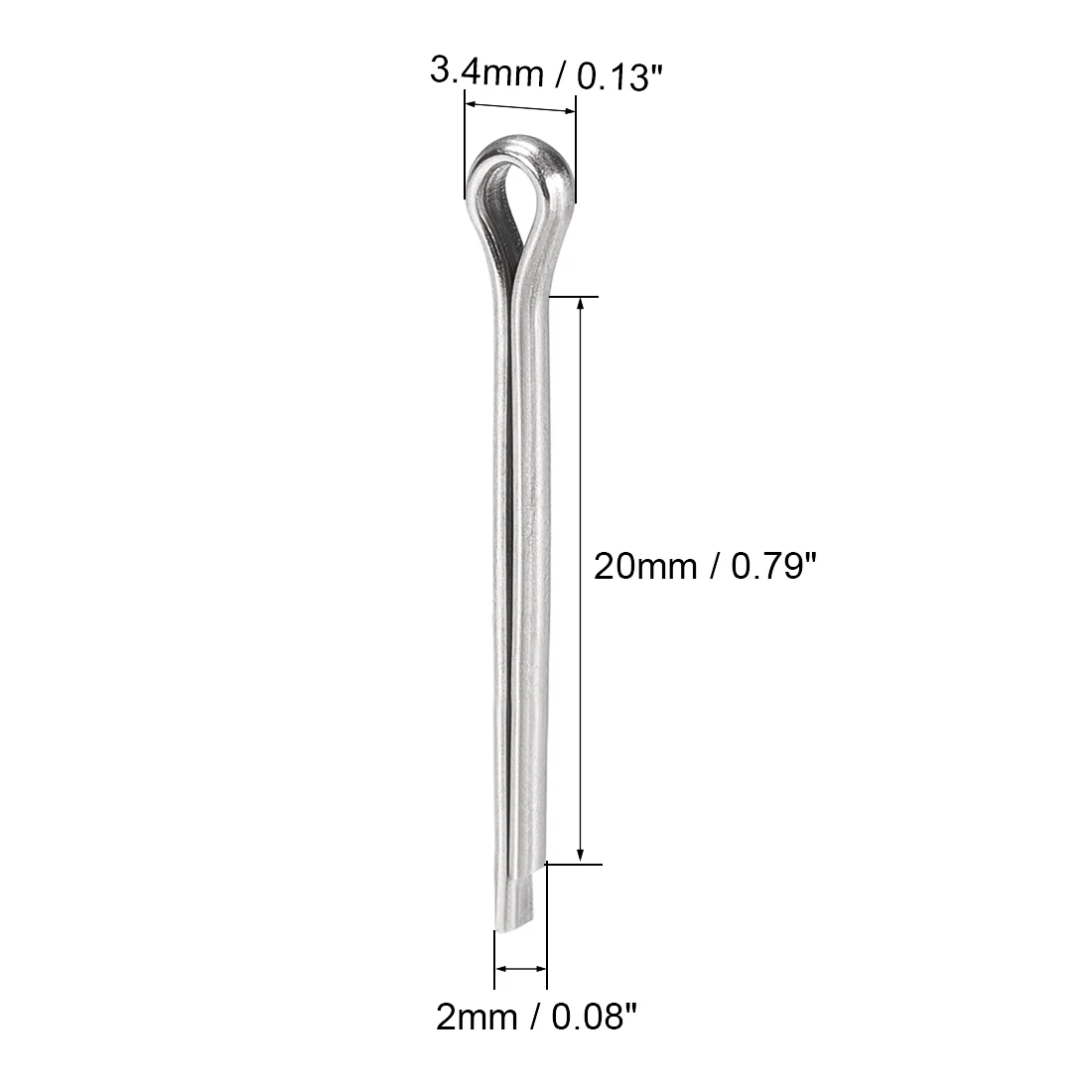 uxcell 60Pcs Split Cotter Pin - 2mm x 20mm 304 Stainless Steel 2-Prongs Silver Tone  for Home DIY Application
