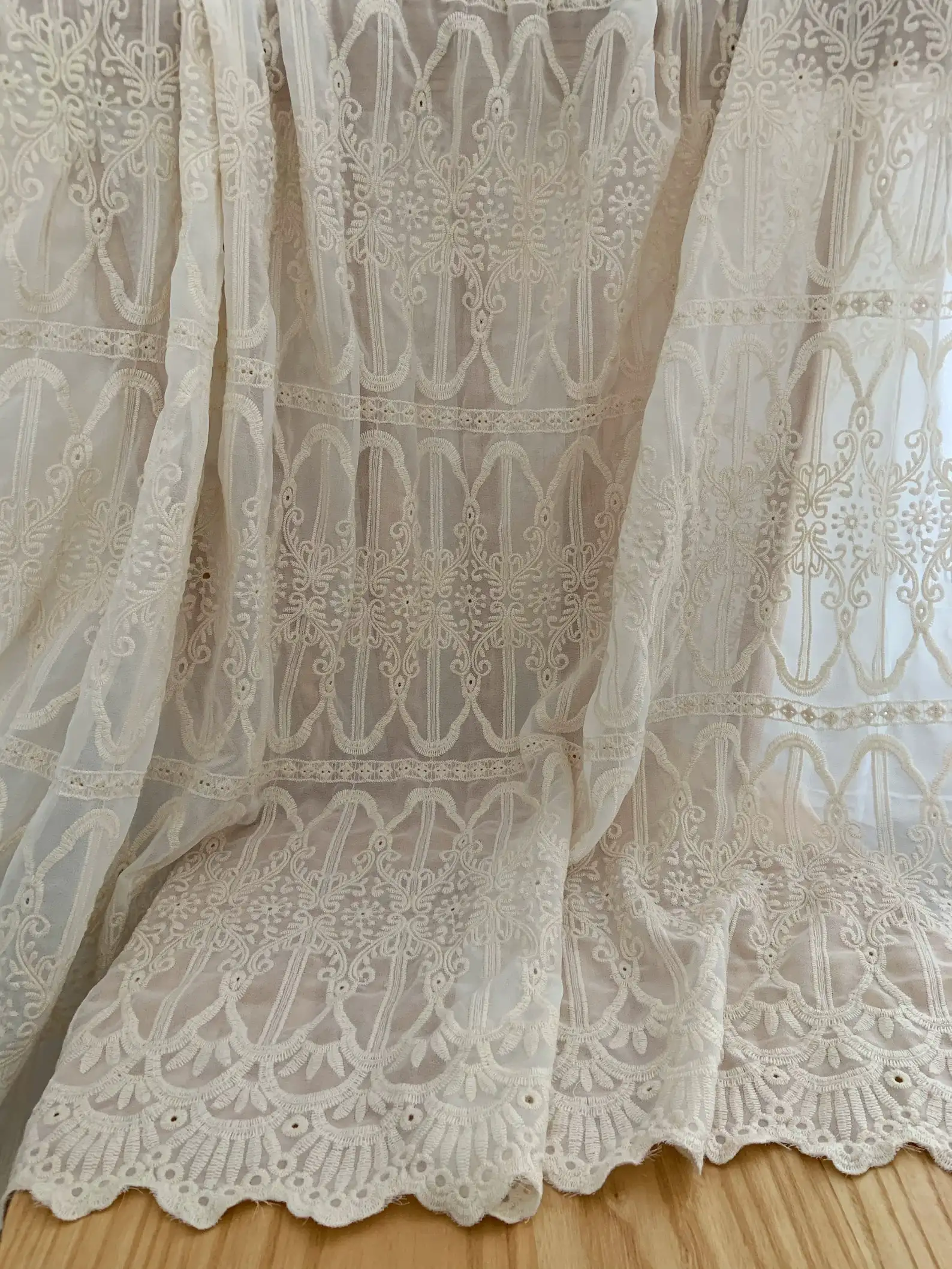 1 yard New arrival embroidered chiffon lace fabric, chiffon fabric with beige embroidery