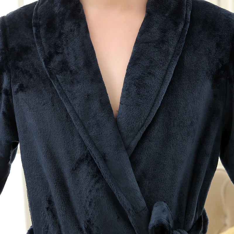 New Lovers Soft as Silk Winter Warm Long Bathrobe Men Flannel Kimono Bath Robe Mens Lounge Coral Fleece Dressing Gown Male Robes