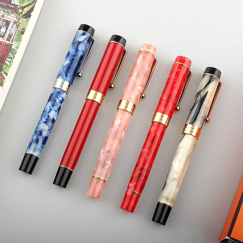 Jinhao Centennial 100 Fountain Pen 18KGP Golden Plated M Nib 0.7mm Acrylic Ink Pen With Ball Clip