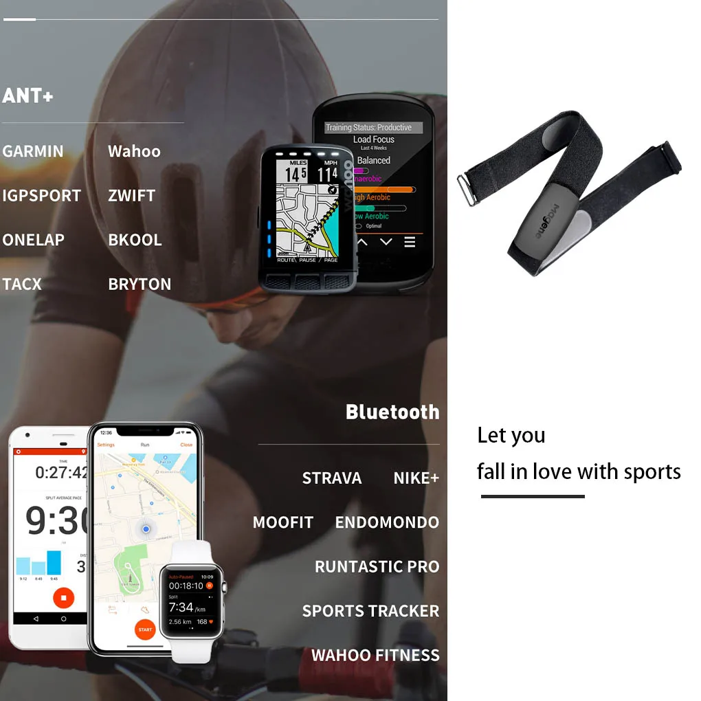 Heart Rate Belt H64 Dual-Mode Heart Rate Sensor Ant+bluetooth Fitness Running and Cycling Equipment Adjustable Waterproof Belt