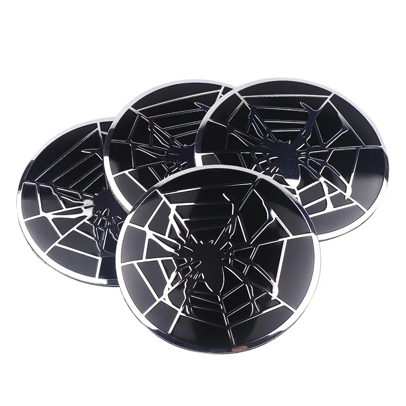 4PCS/SET Aluminium Spider Emblem Car Wheel Hub Center Caps Stickers Decoration For BMW AUDI Mercedes Benz Ford Hyundai Toyota VW