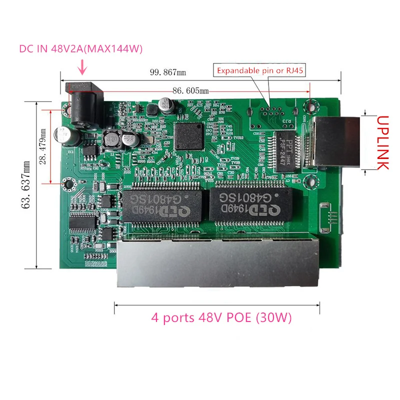 Conmutador Industrial de 5 puertos POE, conmutador de 1000M, 8 Poe, 10/100/1000M, gigabit, 48V, 1000M