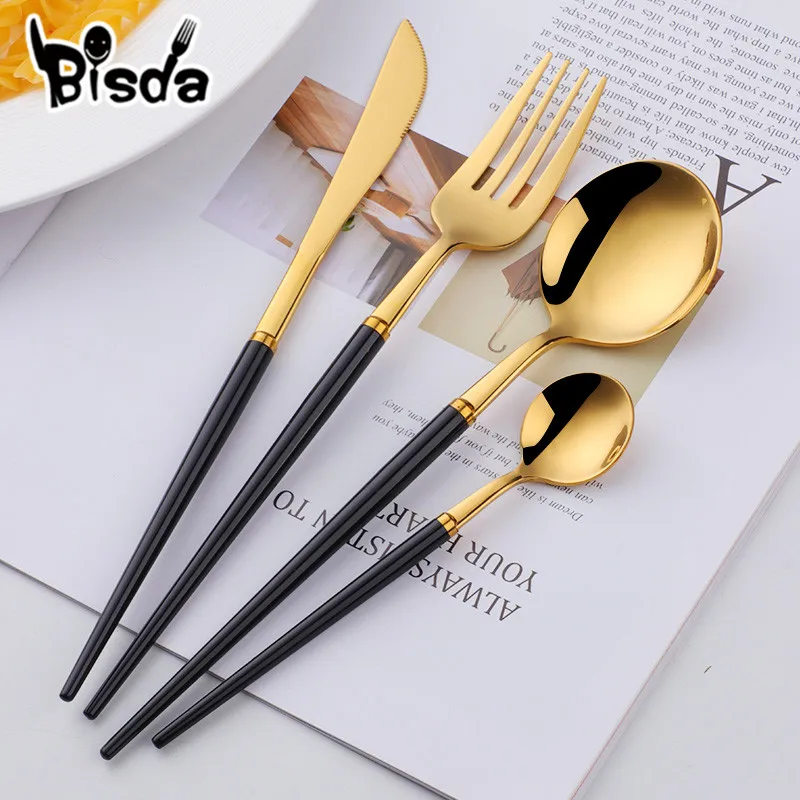 16/24Pcs Luxury White Flatware Set Gold Cutlery Sets Restaurant Flatware Stainless Steel Tableware Spoon And Fork Set