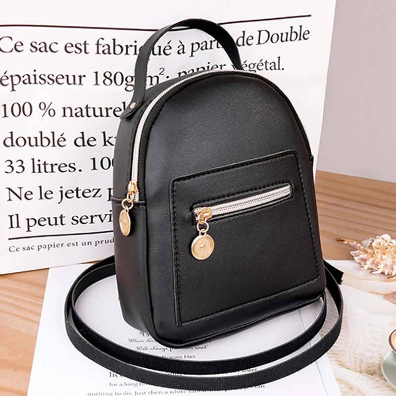 Mini PU Leather Backpack For Teenage Girls Small Size Fashion Leisure Zipper Shoulder Bag Knapsack Mini Female School Backpack