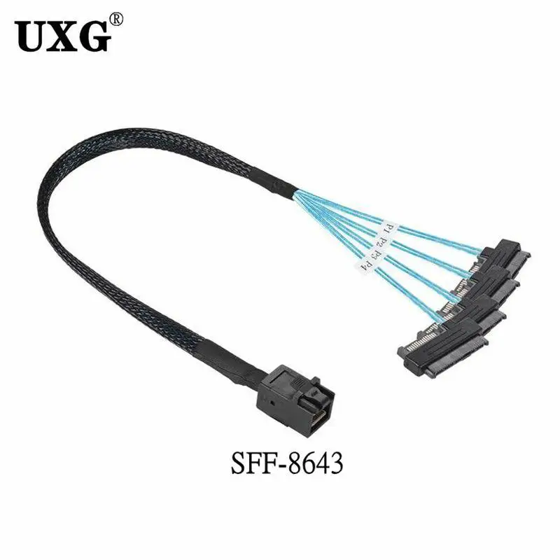 Mini-SAS to SAS-Cable,SFF-8643 to SAS SFF-8643&8087 to SFF-8482 Connector 4X SAS 29Pin SFF-8482 with SATA Power Adapter Cable