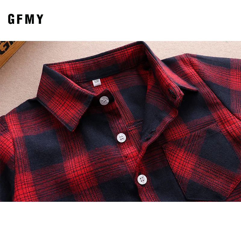 GFMY Boys shirts for Girls British Plaid child Shirts kids school Blouse red tops clothes Kids Children plaid 12 years