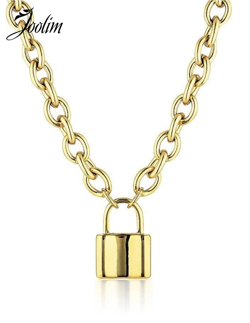 

JOOLIM High End Pvd Plated Finish Wholesale Tarnish Free Fortune Classic Padlock Pendant Punk Stainless Steel Necklace For Women