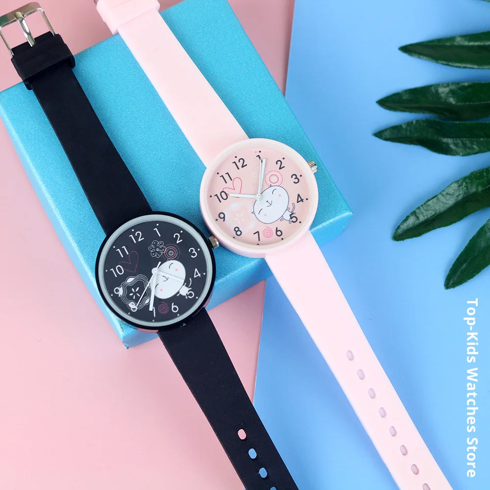 Reloj de cuarzo con correa de goma para niños y niñas, cronógrafo de pulsera, color caramelo, corte a la moda