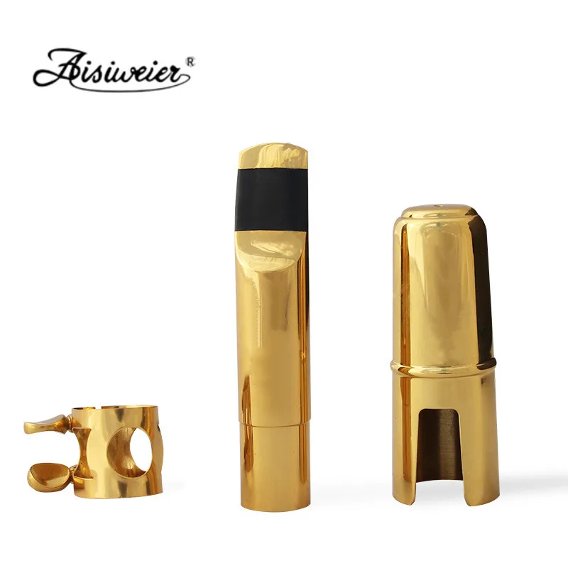 Professional Aisiweier Tenor Soprano Alto Saxophone Metal Mouthpiece Gold Lacquer Mouthpiece Sax Mouth Pieces 56789