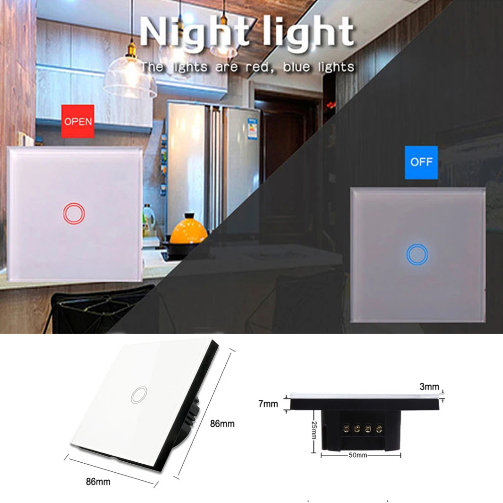 RF 433 433 mhz Interruttore tattile per luce da parete 1 gang 2 gang 3 gang Sensore RF433 wireless Interruttore tattile per telecomando Standard UE