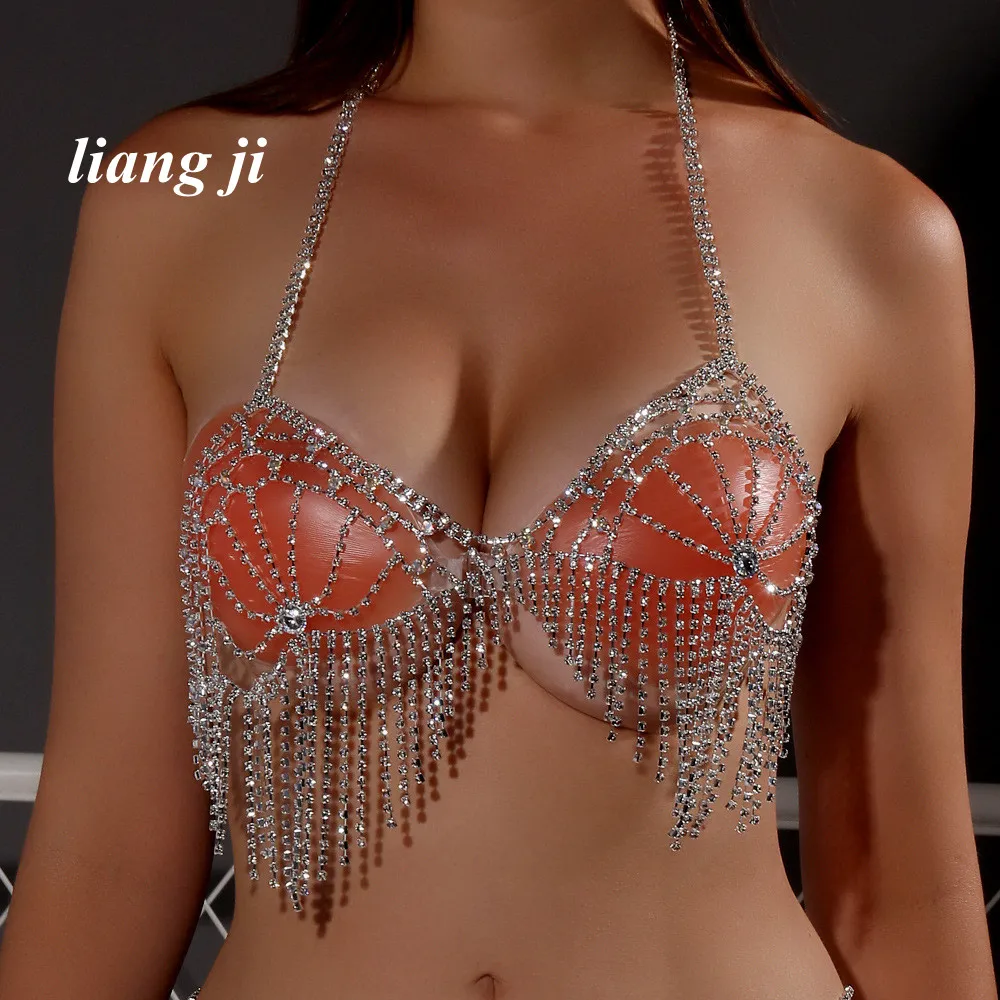 Body Chain Sexy Crystal Waist Chain Multilayer Tassel Bikini Beach Outfit Belly Dance Body Ornaments Bra Chain Chest Chain