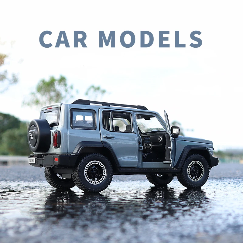 New 1:24 Tank 300 Wrangler SUV Alloy Car Model Diecast Metal Toy Off-road Vehicle Car Model Simulation Sound and Light Kids Gift