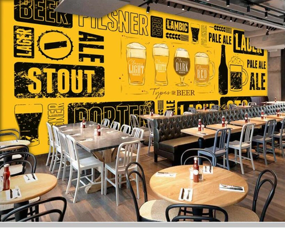 

Papel de parede Yellow background beer background wall 3d wallpaper,living room TV wall bedroom beer house bar KTV mural