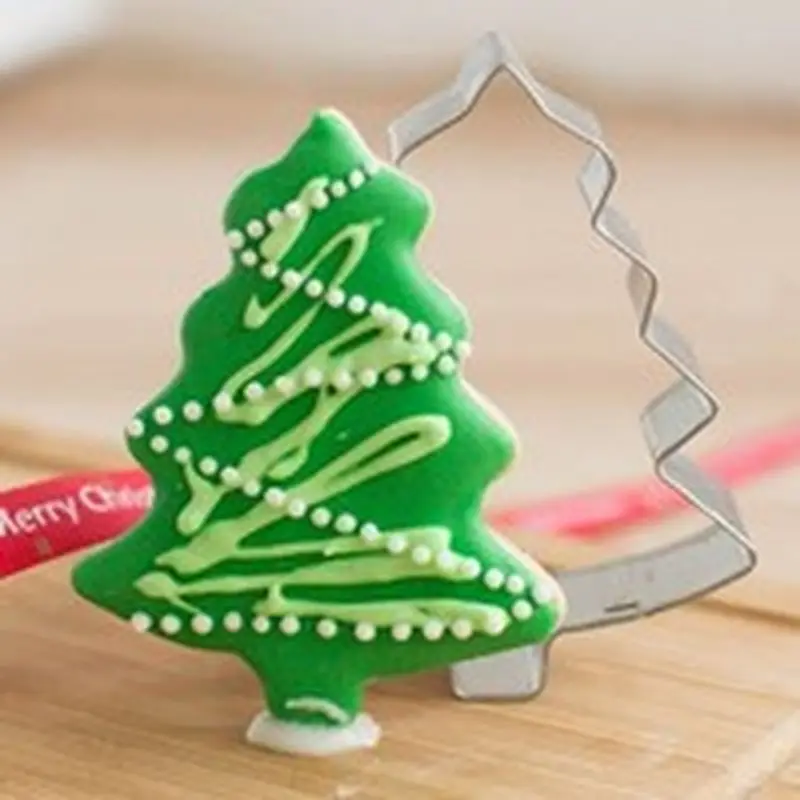 Christmas Tree Shaped Stainless Steel Mold Buscuit Tools Cookie Cake  Jelly Pastry Baking Cutter Mould