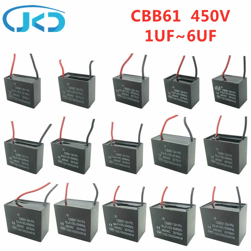 Capacitor retangular uf ~ 6uf, capacitor de arranque do ventilador de teto do terminal