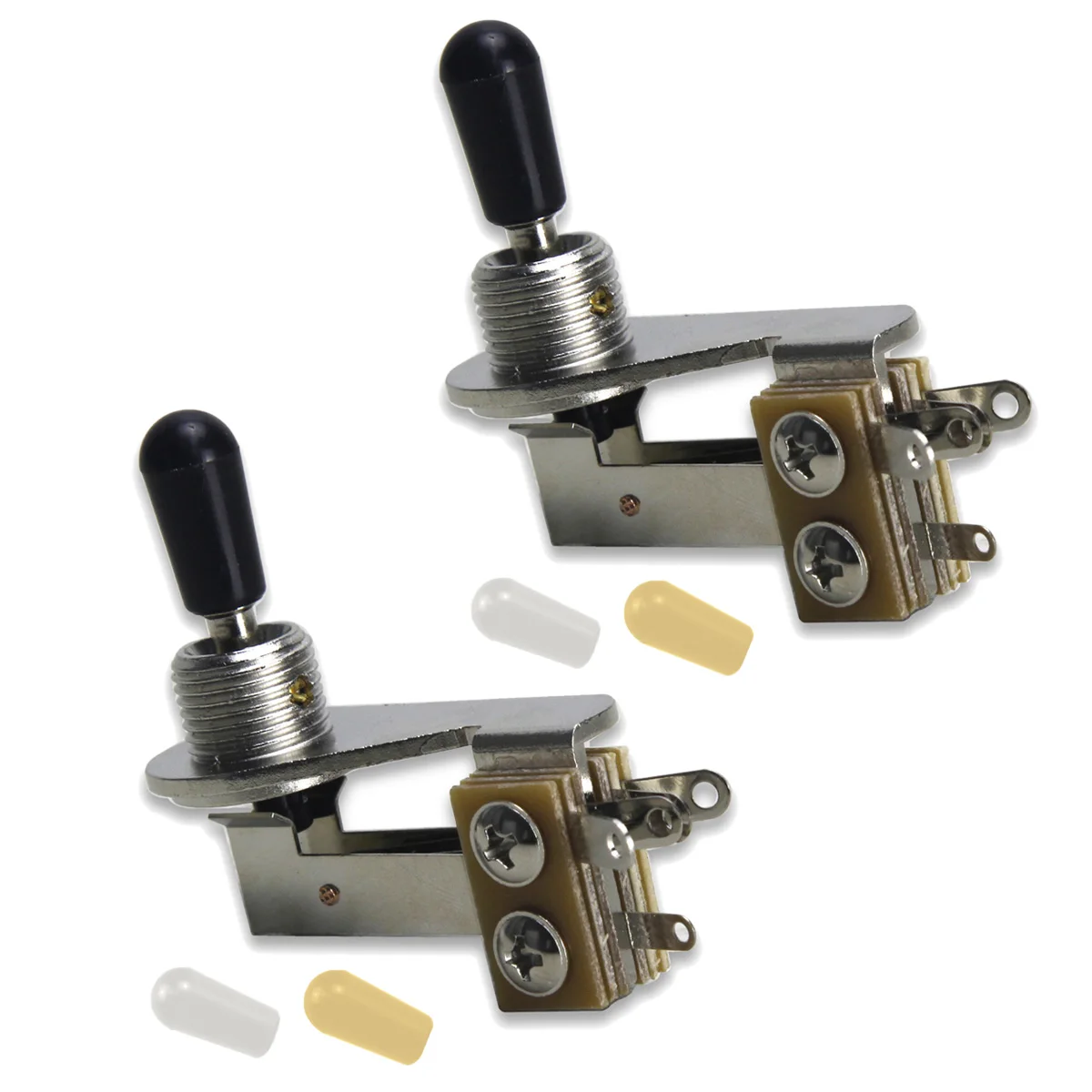 FLEOR 2pcs L-Type 3 Way Guitar Toggle Switch with Black/Cream/White Tips for Electric Guitar