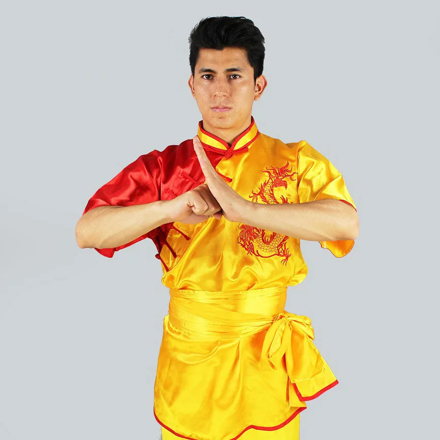 Tai Chi Martial Arts Clothing Suits Embroidered Dragon Chinese Clothes for Men Polyester Anti-Wrinkle Reflective Kung Fu Uniform
