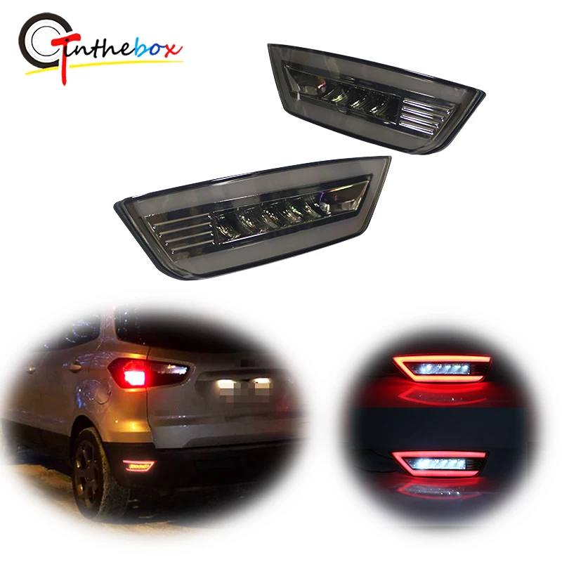 3D Optic Smoked Lens LED Rear Bumper Reflector Tail Brake Lights Turn Signal Backup Lamps For Ford Kuga Ecosport Focus Hatchback