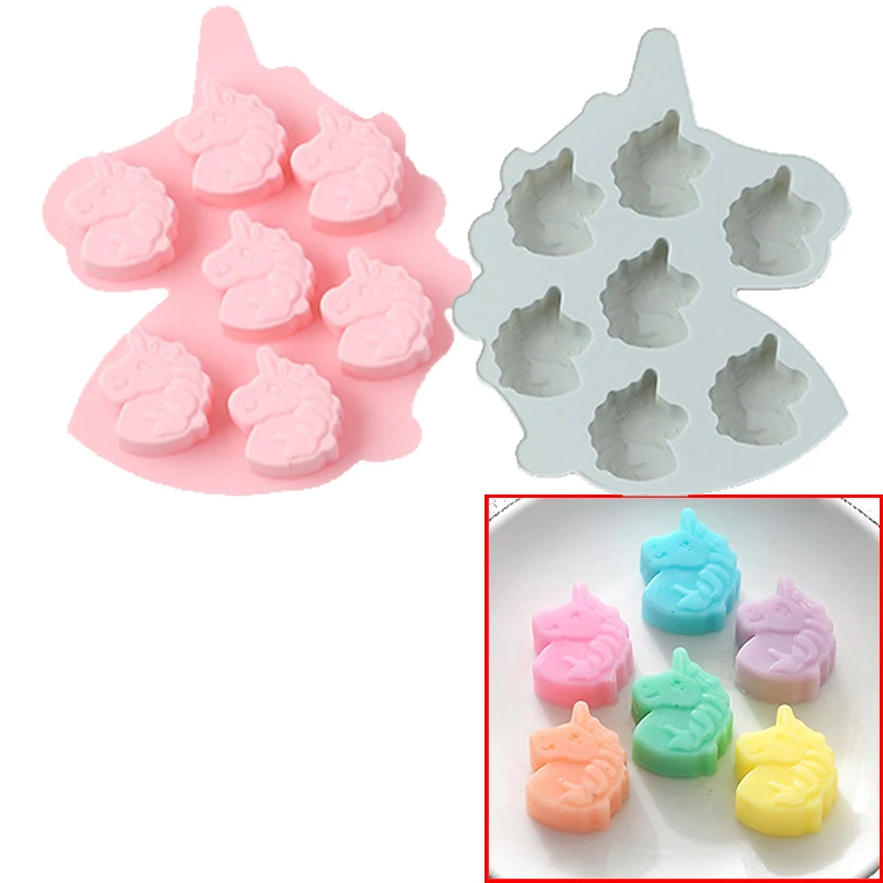 

Unicorn Head Silicone Molds Soap Chocolate Candy Gummy Baking Jello Jelly Wax Melts Ice Cube Tray Cake Decorating Tools Topper