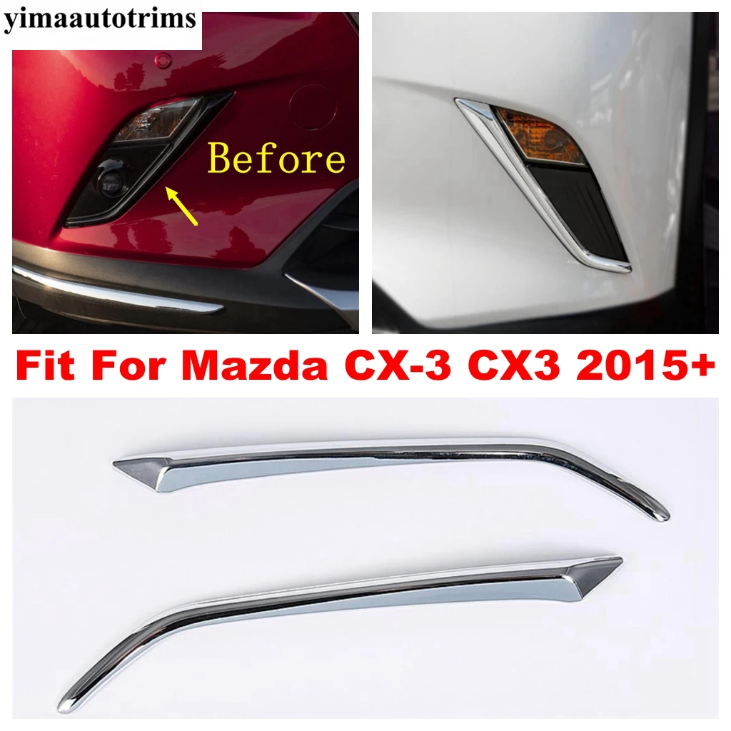 ABS Chrome Car Front Fog Light Lamp Eyelid Eyebrow Strip Cover Trim For Mazda CX-3 CX3 2015 - 2021 Car Accessories Exterior Kit