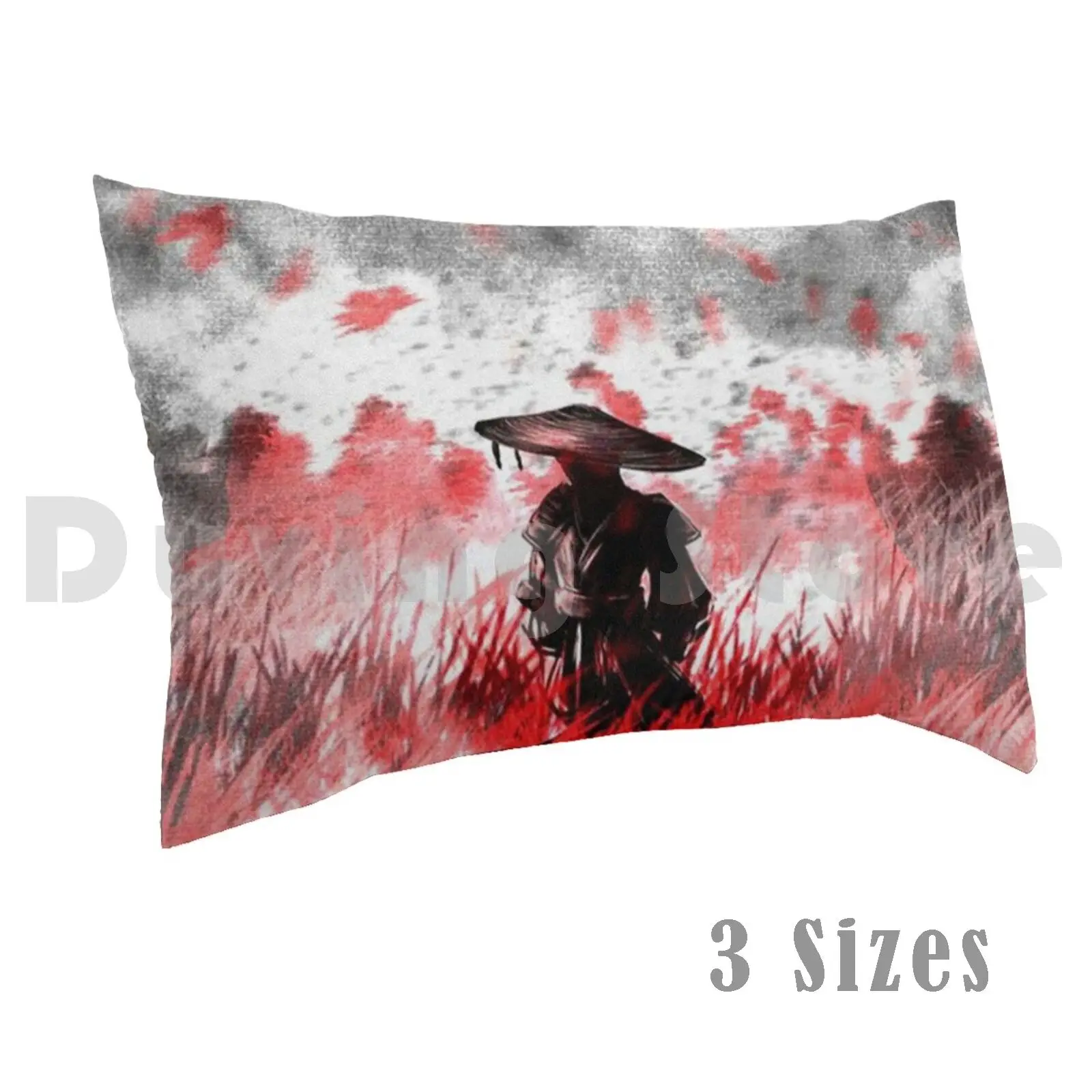 Funda de almohada con ilustraciones de fantasma en rojo, impresa, 35x50, fantasma de Tsushima Shinobi, fantasma Tsushima, combate, Anime japonés