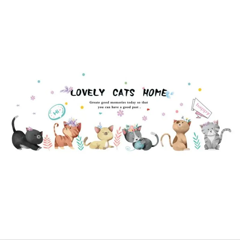 3D Cartoon color cat princess room DIY wall sticker study room bedroom wall decoration art mural  kids room decoration