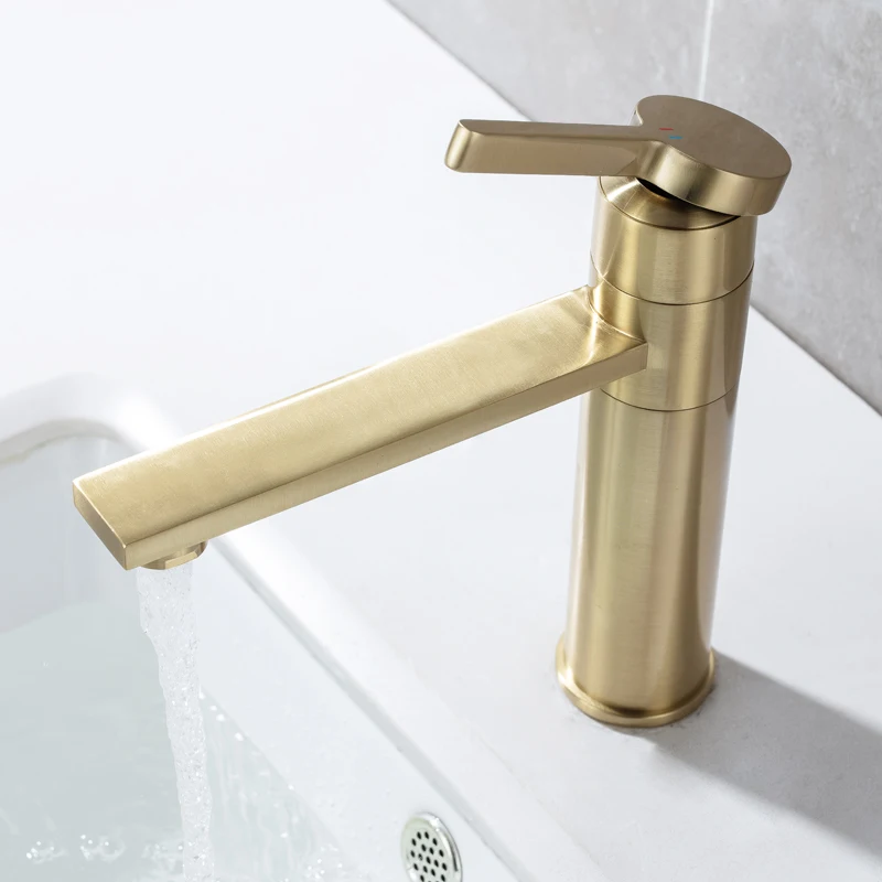 

Bathroom Faucet Brushed Gold Waterfall Basin Faucet Single Hole Cold And Hot Water Tap Wash Basin Faucet Mixer Taps