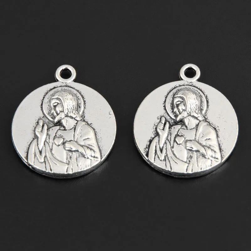 10pcs Silver Color 23x19mm Madonna Charms Two Sides Religion Pendant Fit DIY Jewelry Making Handcrafted Accessories