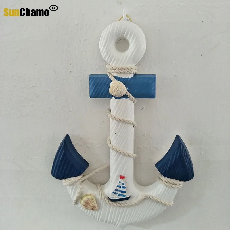 

33cm Wood Anchor Hanging Decoration Mediterranean Ornament Nautical Theme Party Decor Supplies Kids Household Wall Hanging