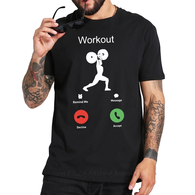 Phone Call T shirt Weightlifting Chest Workout Bodybuilding Artistic Design Short Sleeved 100% Cotton T-shirt