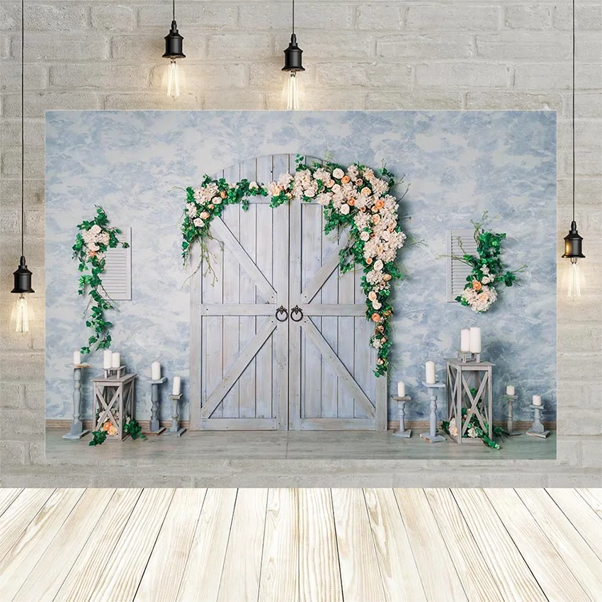 Avezano Wedding Party Blue Wall Flower Candle Lantern Door Baby Shower Decoration Banner Backdrop Photo Background Custom Studio