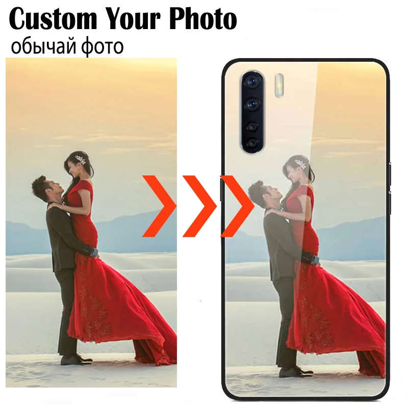 Customized DIY Photo Glass Phone Cases For OPPO A91 A17 A16 A94 4G A52 A53 A74 5G Clear Covers DIY Picture Texts Name Design TPU