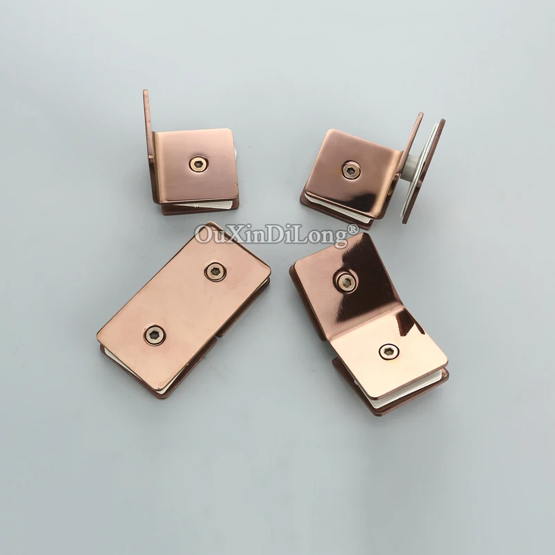 Brand New 8PCS/LOT 304 Stainless Steel Shower Glass Clamps Clips Rose Gold Glass Shelf Fixed Holder Brackets for 8~12mm Glass