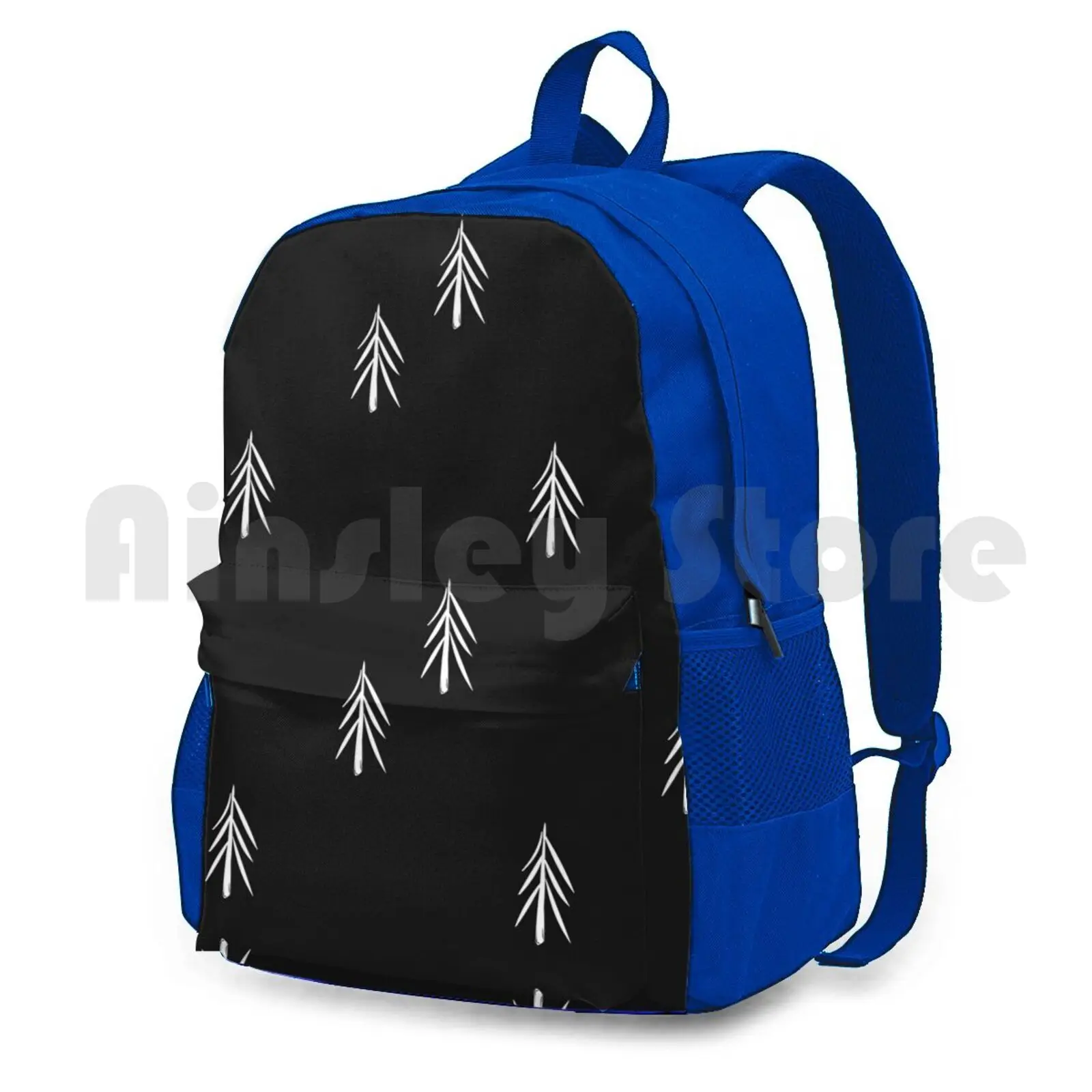 Nordic Fir Trees Outdoor Hiking Backpack Riding Climbing Sports Bag Trees Forest Black White Fir Fir Trees Fir Tree Pattern