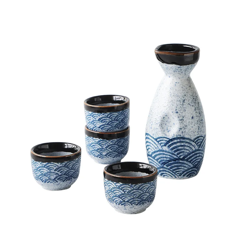 ANTOWALL Japanese Style Hip Flask Sake Wine Warm Chinese Wine Set Home Ceramic Sake Wine Set