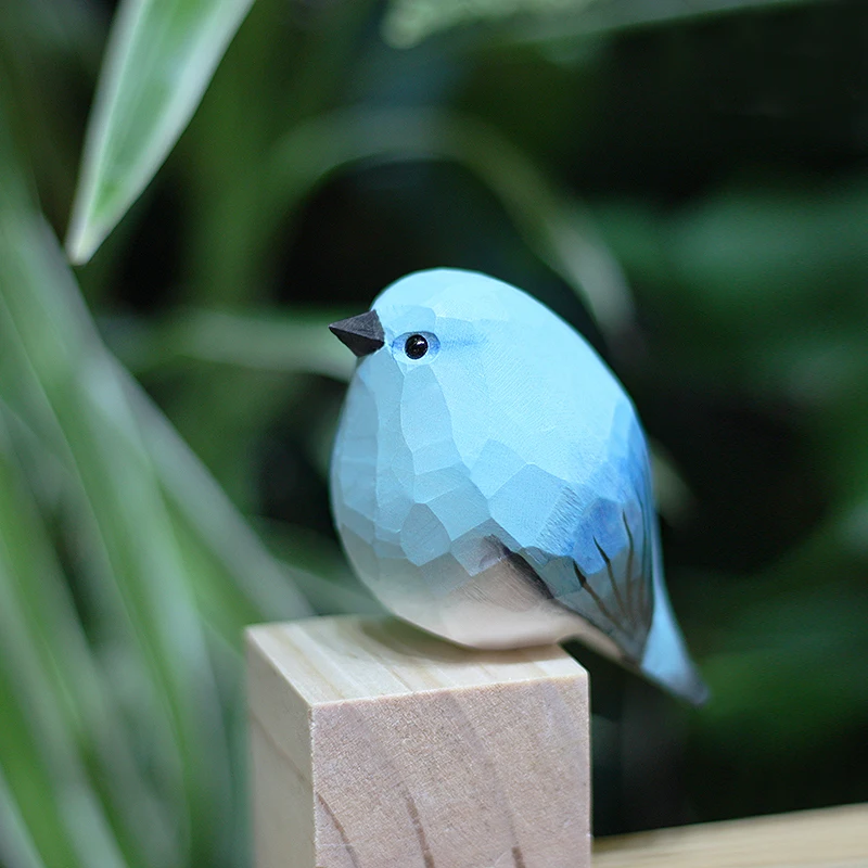 Mountain Blue Robin Mountain Blue Robin Fat Bird Wood Carving Creative Decoration Home Ornaments Crafts