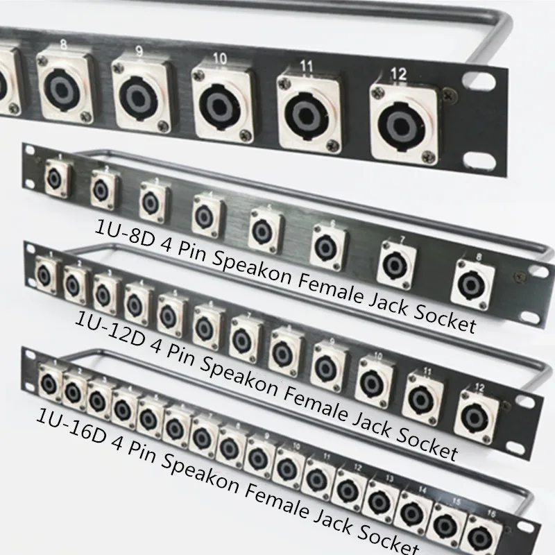 Stojak Panel krosowy 8 12 16 Way SpeakOn złącze podwozia 1U skrzynia transportowa profesjonalny głośnik Audio kabel 4Pin męski