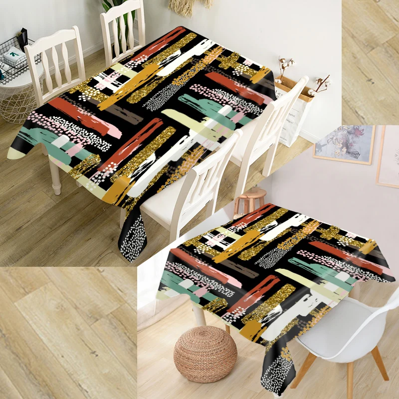 

Personality Brush Strokes Art Tablecloth Party Decor Oxford Fabric Square/Rectangular Dust-proof Table Cover Home Decor TV Cover