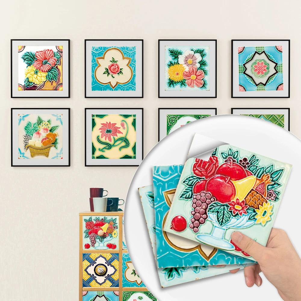 10/15/20cm Mandala Style Matte Surface Tile Sticker Peel & Stick Decoration Film For Tiles /Ground in Kitchen Wardrobe Wallpaper