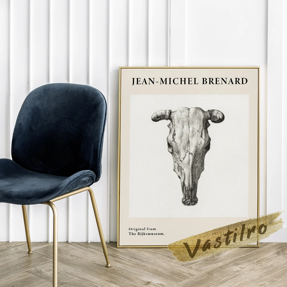 Jean Mishel Brenard Album Cover Poster, Jean Brenard Skull Of A Cow Art Prints, Vintage Animal Head Bone Wall Picture, Fans Gift