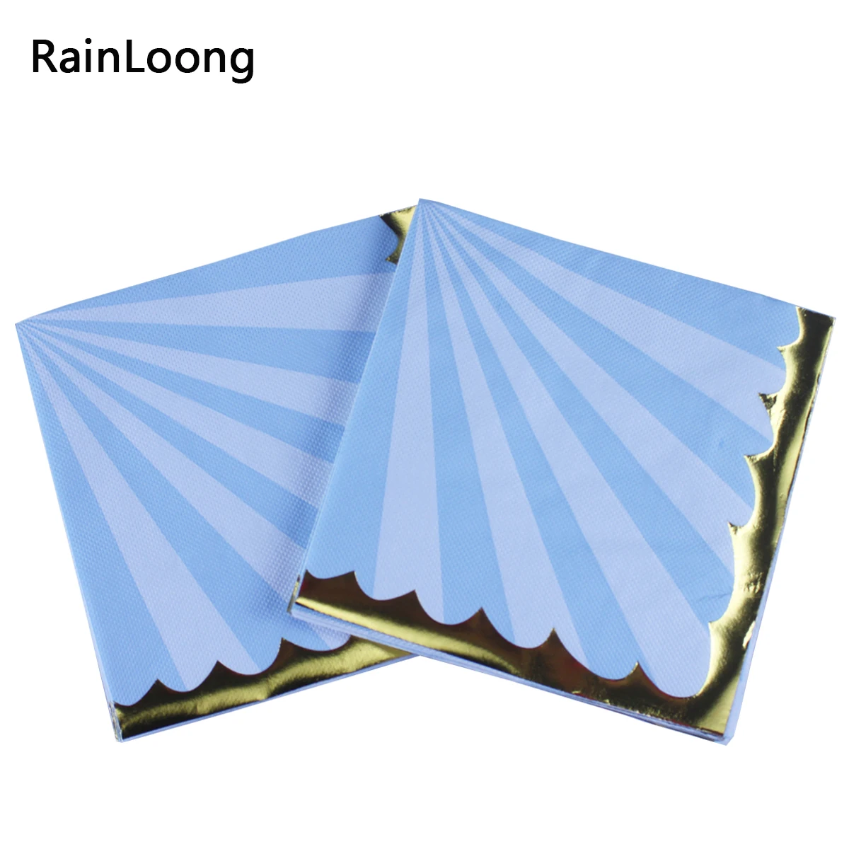 [RainLoong] Striped Print Gold Silver Foil Paper Napkins Tissue Serviettes For Birthday Party Decoration 33*33cm 2 Plys